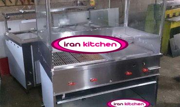 دستگاه گریل و برگر ذغالی کابین دار با هود و شیشه