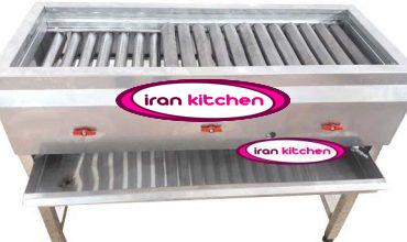 کباب پز تمام استیل گازی با عرض 120 و دهنه 55 سانتی متر