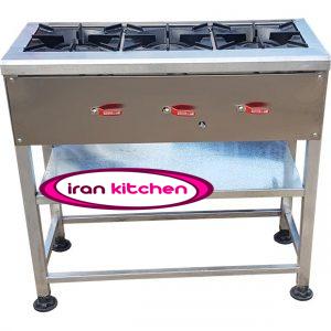 اجاق گاز صنعتی خطی سه شعله طرح کوره ای