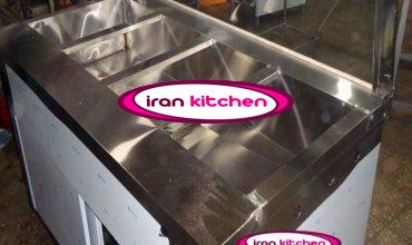 کانتر گرم چهار لگن زیر کابینتی با پیشخوان شیشه ای زاویه دار