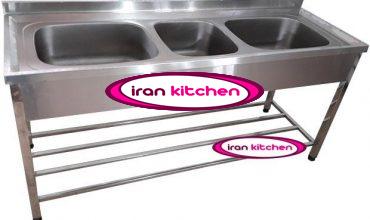 سینک ظرفشویی صنعتی استیل سه لگن پرسی