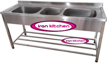 سینک ظرفشویی صنعتی استیل سه لگن پرسی