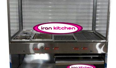 فر پنج کاره ساندویچی دارای هود و چرخ با شیشه