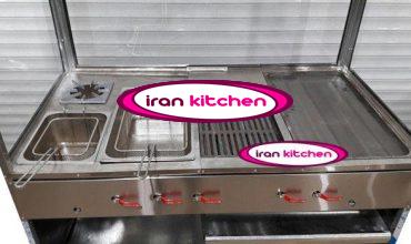 فر پنج کاره ساندویچی دارای هود و چرخ با شیشه