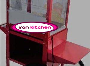 دستگاه برقی پاپ کرن ساز دارای چرخ و طرح کالسکه با کیفیت بالا