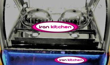 میز ذرت پز دارای دو دیگ و همچنین دارای شیشه خم با نما نور ابی و با کیفیت بالا