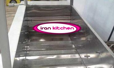 دستگاه ذغالی مرغ بریان دارای اندازه دو متر و بدنه استیل