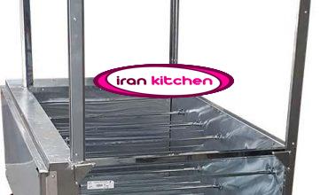 دستگاه مرغ بریان ذغالی دارای 10 سیخ و هود و شیشه