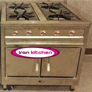 اجاق گاز صنعتی دارای چهار شعله با فر با ظرفیت ۸ من با کیفیت بسیار بالا