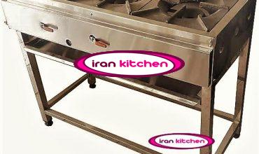 اجاق گاز صنعتی دارای سه شعله و به صورت خطی و دارای پایه استیل با کیفیت بالا