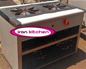 اجاق گاز صنعتی دارای دو شعله و کابینت با کیفیت بسیار بالا