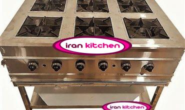 اجاق گاز آشپزخانه دارای پایه و شش شعله با کیفیت بسیار بالا