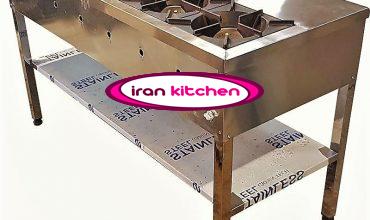 اجاق گاز صنعتی دارای پایه و بدنه استیل 5 شعله و به صورت خطی و کیفیت بسیار بالا
